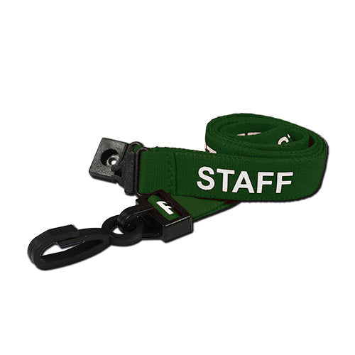 Pre-Printed STAFF Lanyard with Plastic J Clip & Safety Breakaway green