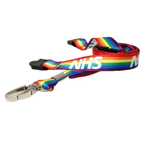 NHS Rainbow Lanyard with Metal Clip