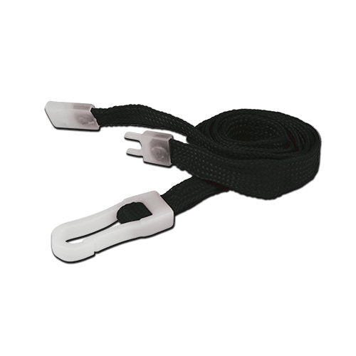 Safety Breakaway 10mm Lanyard with White Plastic Clip black